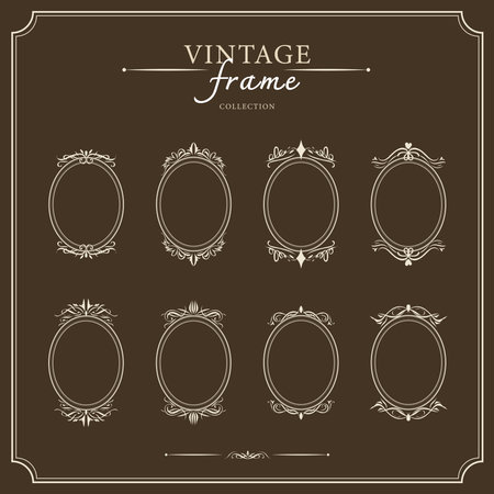 Vintage frames set. Hand drawn vector design elements. Retro frames collection.のイラスト素材