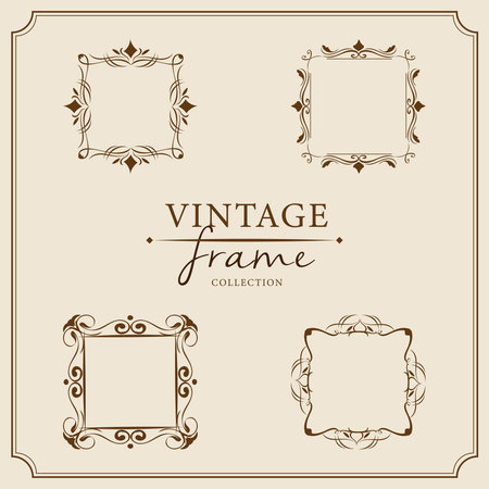 Vintage frames and labels set. Decorative vector design elements.のイラスト素材