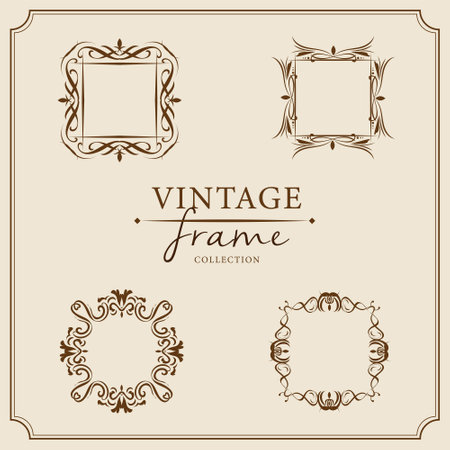 Vintage ornamental frames set. Vector illustration.のイラスト素材