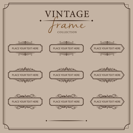 Vintage frames and labels set in retro style. Vector illustration.のイラスト素材