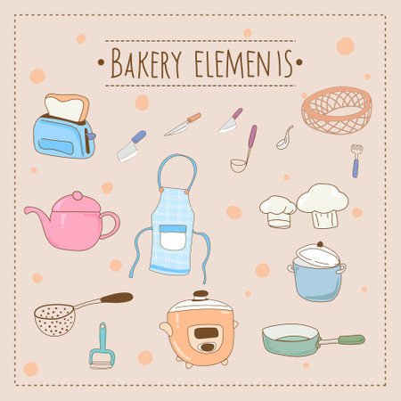 Kitchen utensils set, vector illustration eps10.のイラスト素材