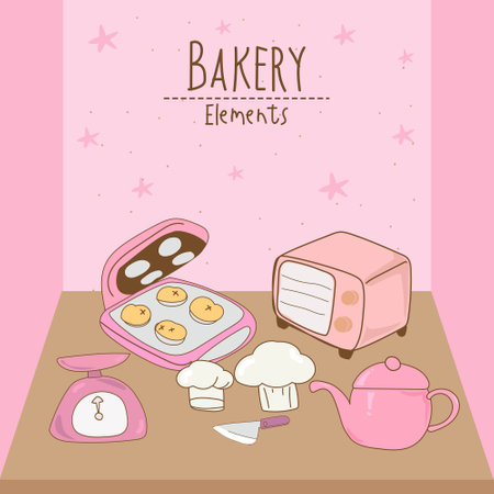 Bakery design over pink background, vector illustration. Vector graphic.のイラスト素材