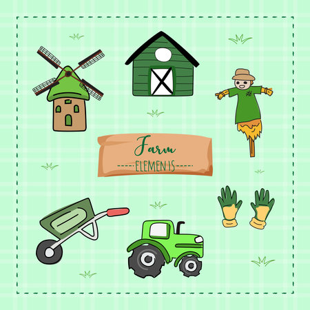 farm icons over green background. vector illustratrion design.のイラスト素材