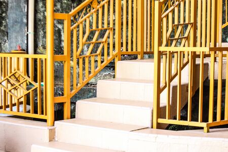 yellow security fence on the home pageの写真素材