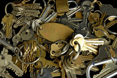 Keys, locks and keyrings.の写真素材