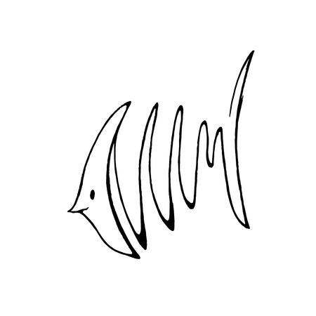 Abstact hand drawing of fish in line art style.の写真素材