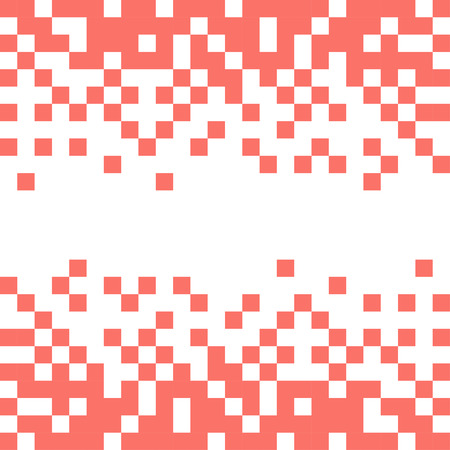 Abstract vector backdrop with white pixels on living coral color.のイラスト素材