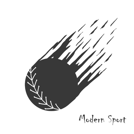 Modern style vector background with silhouette of softball in motion.の写真素材