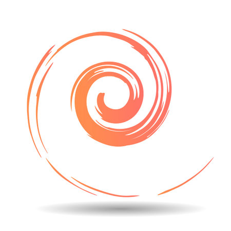 Abstract colorful vector image with spiral shape in Living Coral trend color of 2019 year.のイラスト素材