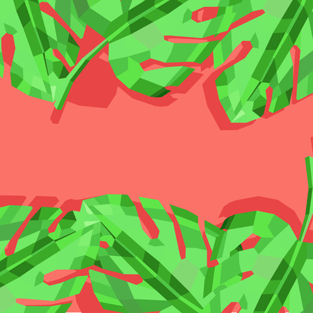 Modern botanical vector banner with monstera leaves and place for your message in center.のイラスト素材