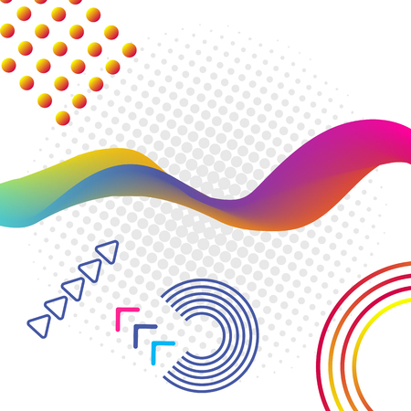 Modern style creative vector with waves and different geometrical forms.のイラスト素材