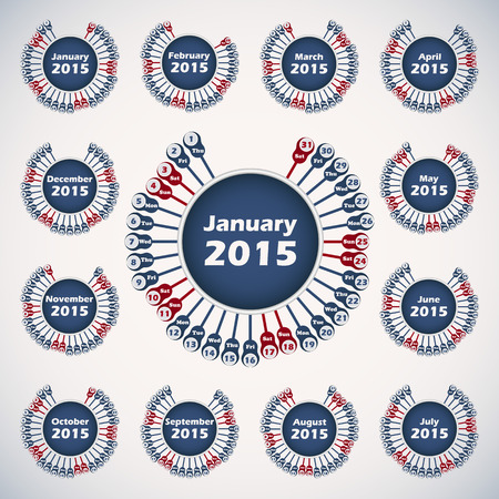 rounded calendar 2015 template for designのイラスト素材