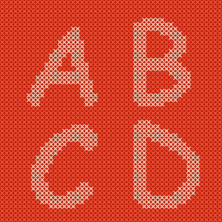 Vector embroidering alphabet. Letters ABCD. Font abc alphabet set.のイラスト素材