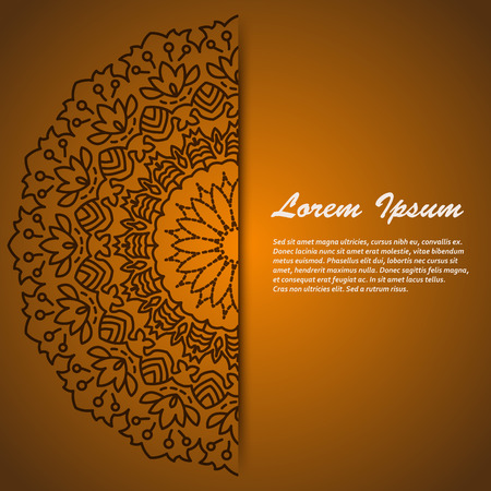 A card with a place for your text with oriental motives, border and a circle ornament, great as a birthday postcard, greeting card, wedding invitation, notebook cover, etcのイラスト素材