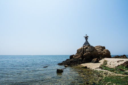 Wide view of Pagoda and Blue Sky & Seaの写真素材