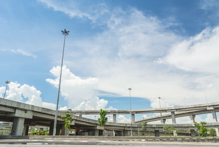 road and expess way on blue sky background.の写真素材