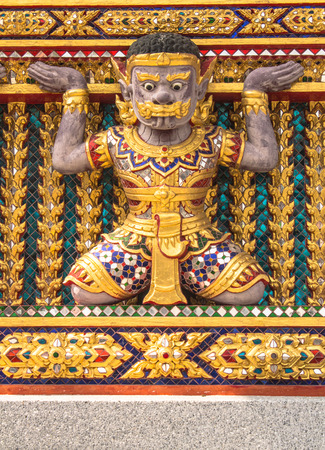 the statue demon-guardians giant protected church.の写真素材