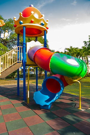 Modern children playground in park の写真素材