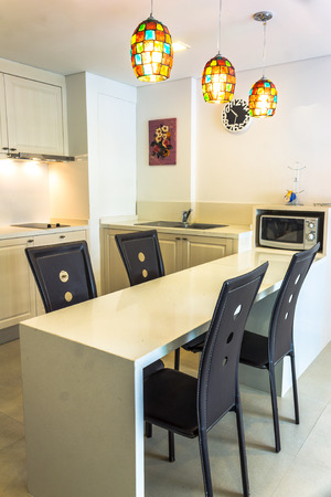 Luxurious kitchen with appliances の写真素材