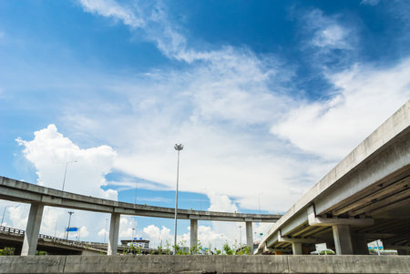 road and expess way on blue sky background.