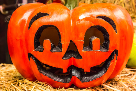 Jack o lanterns Halloween pumpkin face.の写真素材