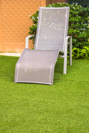 Top view relaxing poolside swimming pool chair.の写真素材