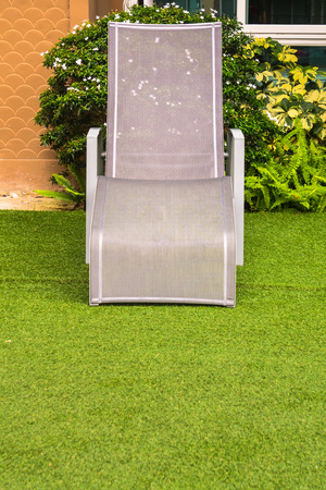 Top view relaxing poolside swimming pool chair.の写真素材