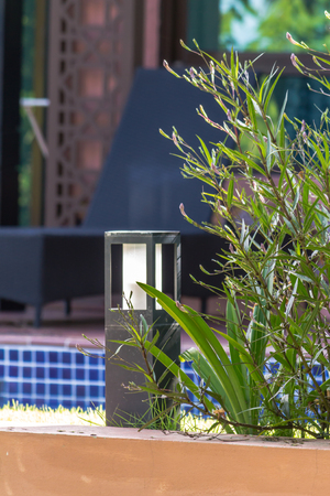 Garden light in the home garden.の写真素材