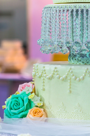 Sweet beauty rose flower on  weddinng cake decoration.の写真素材