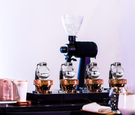 Siphon Coffee or Vacuum Coffee is full immersion tasteful, Blended smell and taste of
roasted coffee with direct contact boiled water.の写真素材