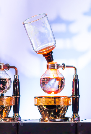 Siphon Coffee or Vacuum Coffee is full immersion tasteful, Blended smell and taste of
roasted coffee with direct contact boiled water.の写真素材