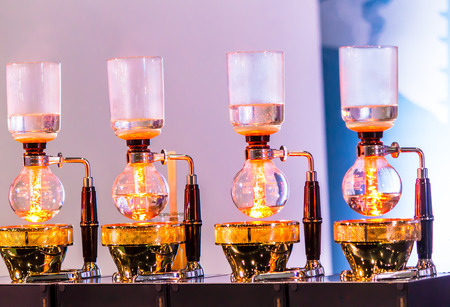 Siphon Coffee or Vacuum Coffee is full immersion tasteful, Blended smell and taste of
roasted coffee with direct contact boiled water.の写真素材