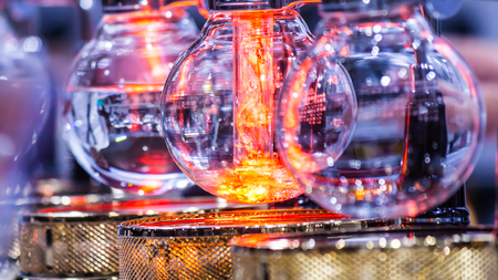 Syphon Coffee or Vacuum Coffee is full immersion tasteful and this process show boiling water by Beam heater.の写真素材