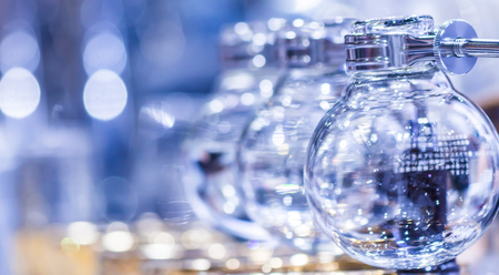Syphon Coffee or Vacuum Coffee is full immersion tasteful and this process show boiling water by Beam heater.の写真素材