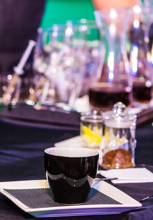 Syphon Coffee or Vacuum Coffee is full immersion tasteful, The picture show syphon coffee ready to drink.の写真素材