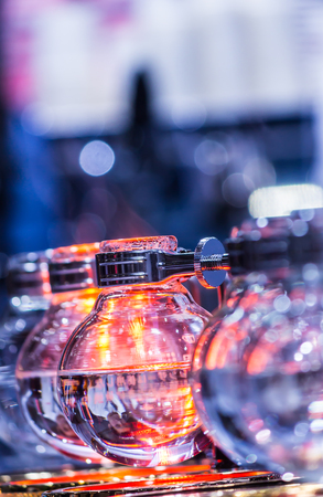 Syphon Coffee or Vacuum Coffee is full immersion tasteful and this process show boiling water by Beam heater.の写真素材