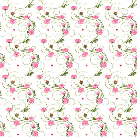 Pink rosy soft tender gentle flowers heart-shaped watercolor picture hearts hand drawn Valentines Day wedding loveの写真素材