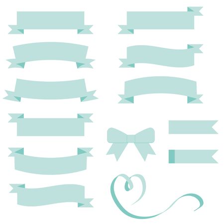 Various ribbon material set of blue.のイラスト素材