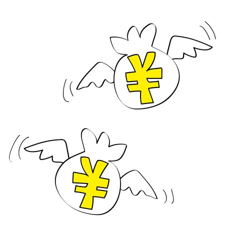 image spending money hand-drawnのイラスト素材