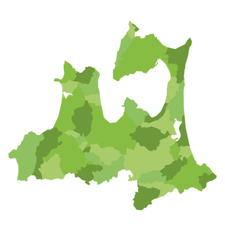 Illustration of Aomori prefecture divided by municipalityのイラスト素材