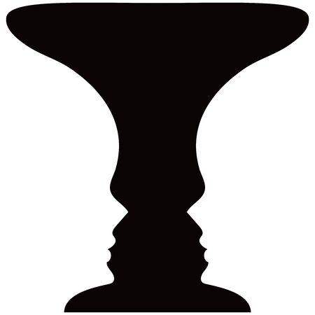 Rubin's jar. Deception picture. Figure ground inverted figure.のイラスト素材