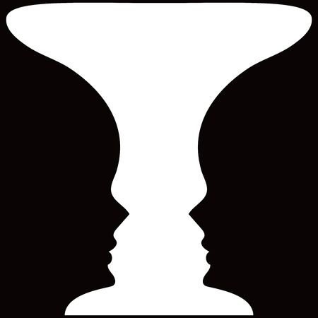 Rubin's jar. Deception picture. Figure ground inverted figure.のイラスト素材