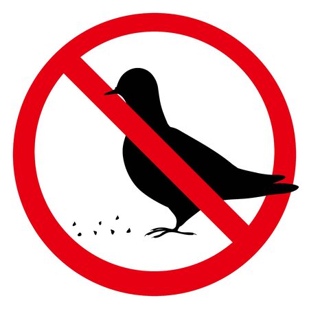 Illustration of a sign prohibiting the feeding of pigeons and wild birds.のイラスト素材
