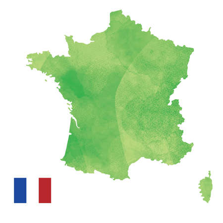 Watercolor style French terrain and flag illustration.のイラスト素材