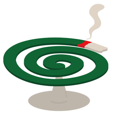 A lit mosquito coil placed on the stand.のイラスト素材