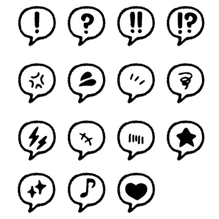 A set of hand-drawn emotional icons that look like they were drawn with crayons.のイラスト素材