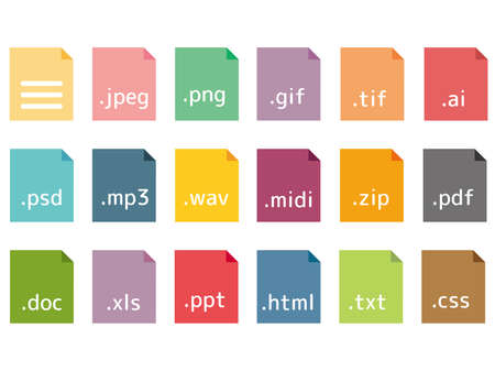 A set of icons with simple extensions.のイラスト素材
