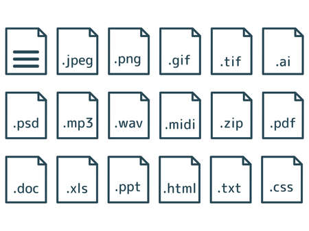 A set of icons with simple extensions.のイラスト素材