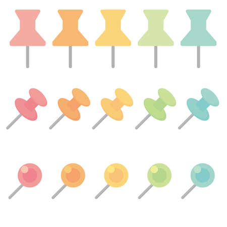 A set of colorful thumbtack icons.のイラスト素材