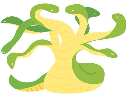 Yamata no Orochi. A serpentine monster with eight heads that appears in Japanese tales.のイラスト素材